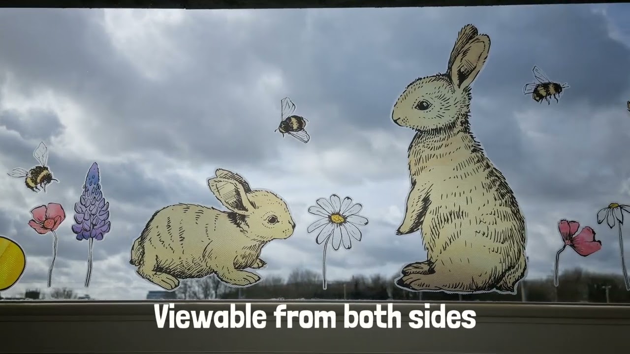 Easter Bunnies and Eggs Window Stickers