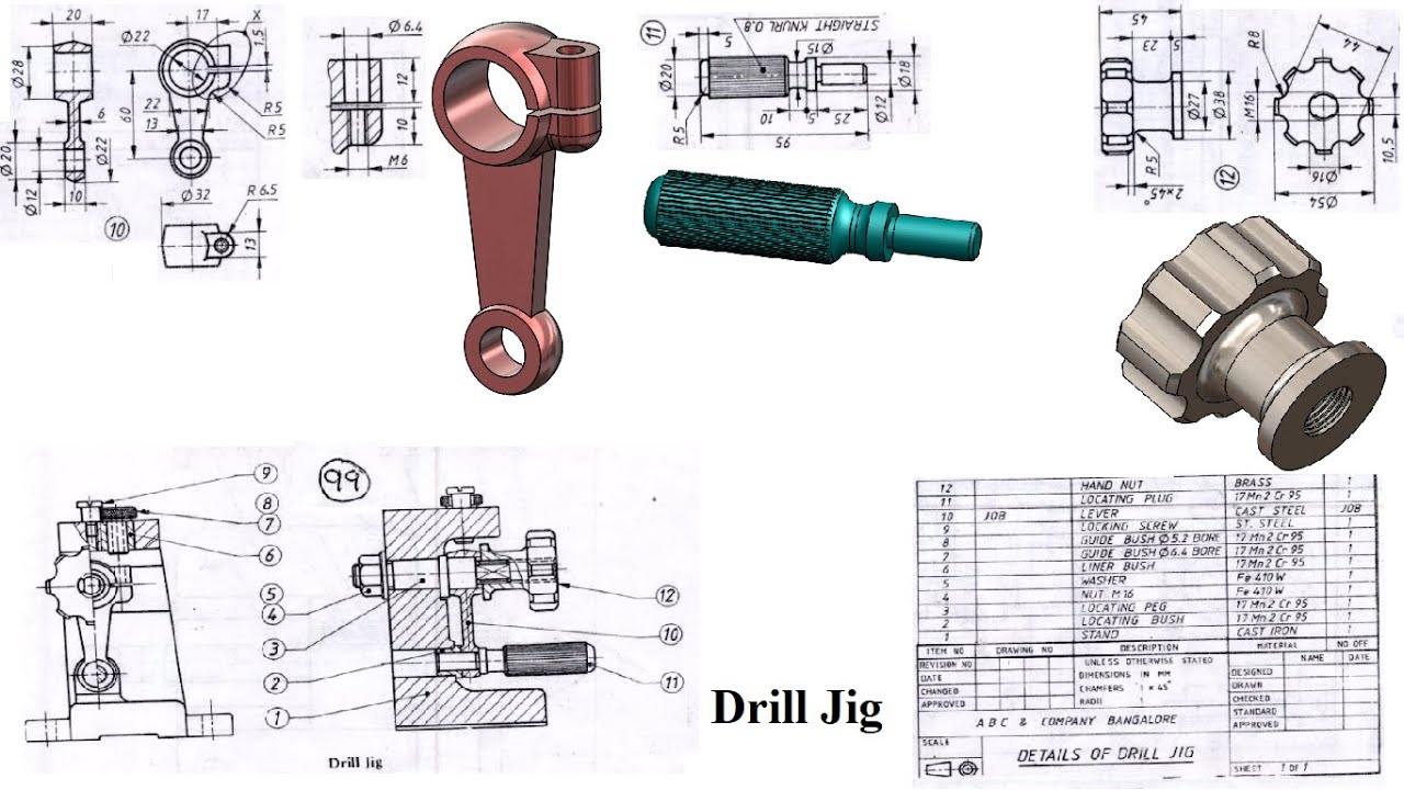 How to make Drill Jig Assembly Solidworks, Lever, Locating Plug, Hand Nut