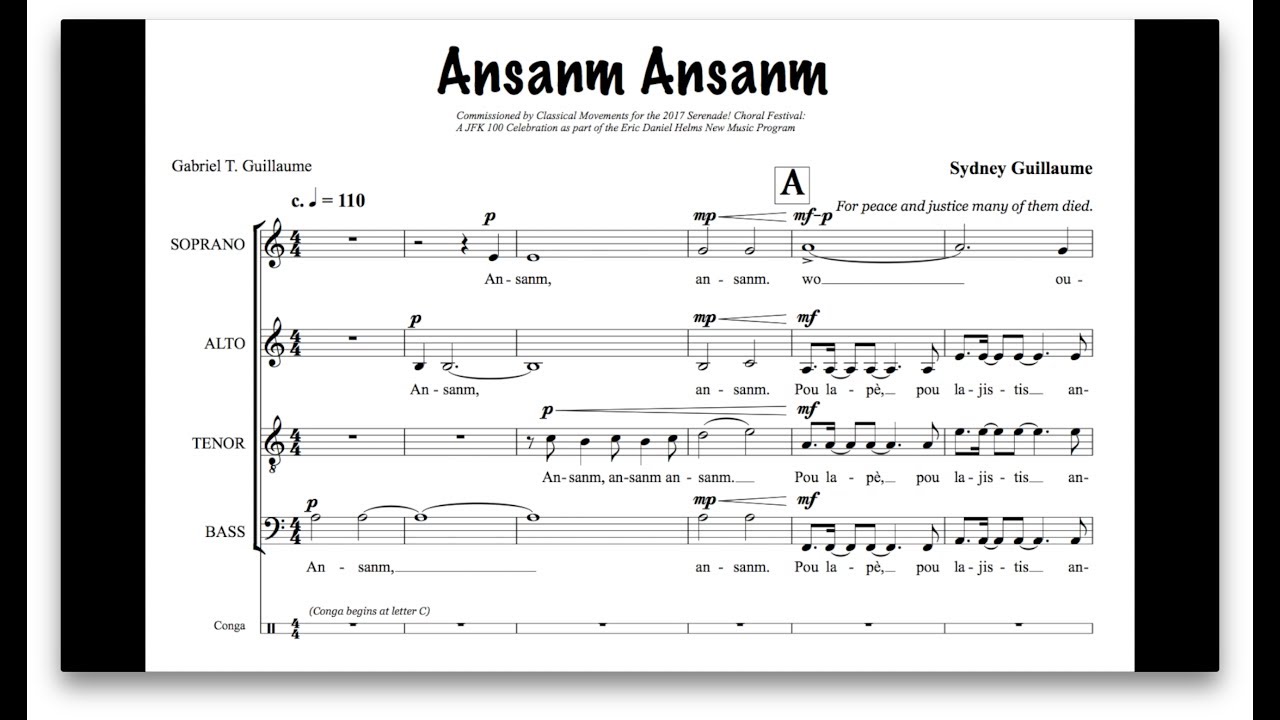 Ansanm Ansanm (All Together) by Sydney Guillaume {score video} - SATB Chorus