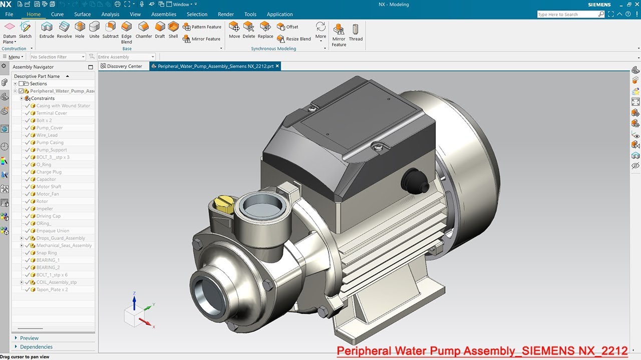 Peripheral Water Pump Assembly Design (Volume-3) | Siemens NX 2212 Tutorial (Complete Walkthrough)