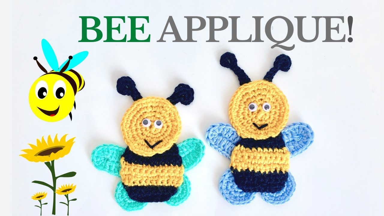 CROCHET LITTLE BEE APPLIQUE | Free crochet pattern