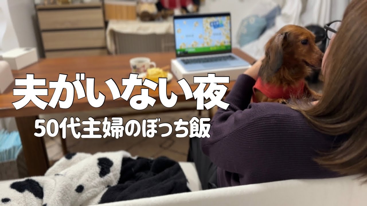 何もしない夜｜夫がいない日のぼっち飯とひとり時間｜50代主婦の日常｜犬のいる暮らし