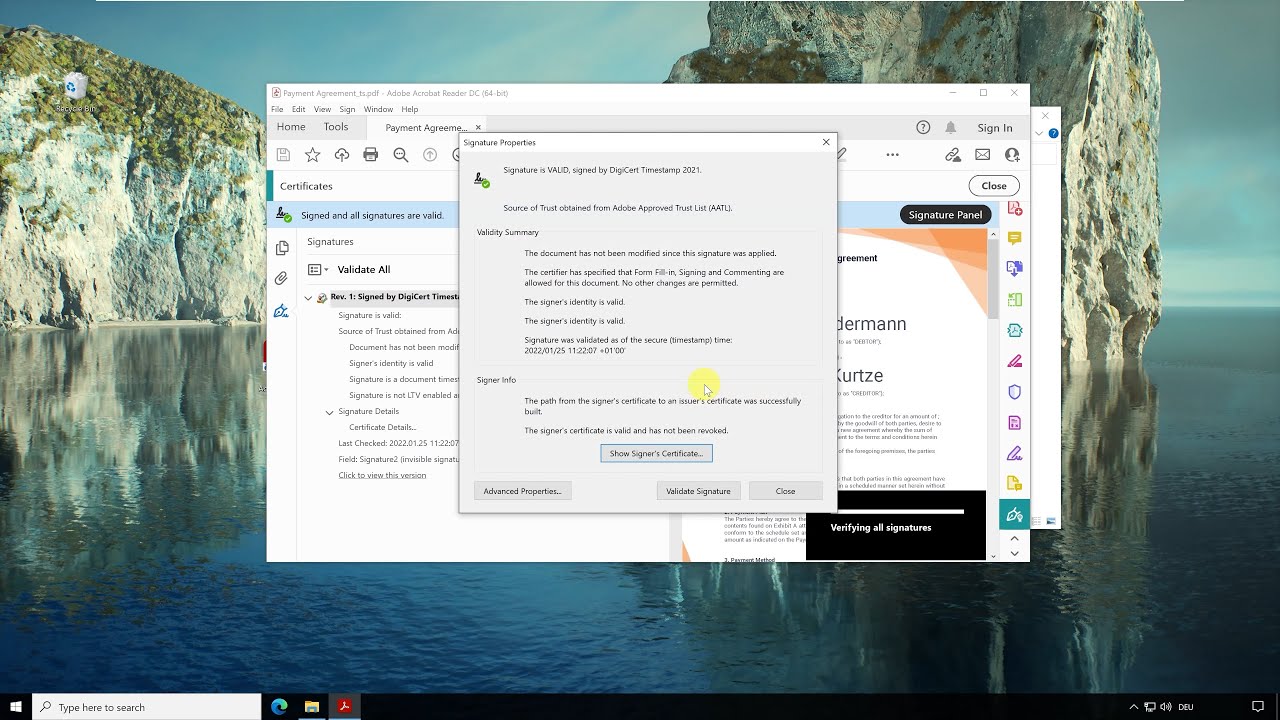 1.5.3 Timestamp a PDF Document in Adobe Reader - encryption simply explained