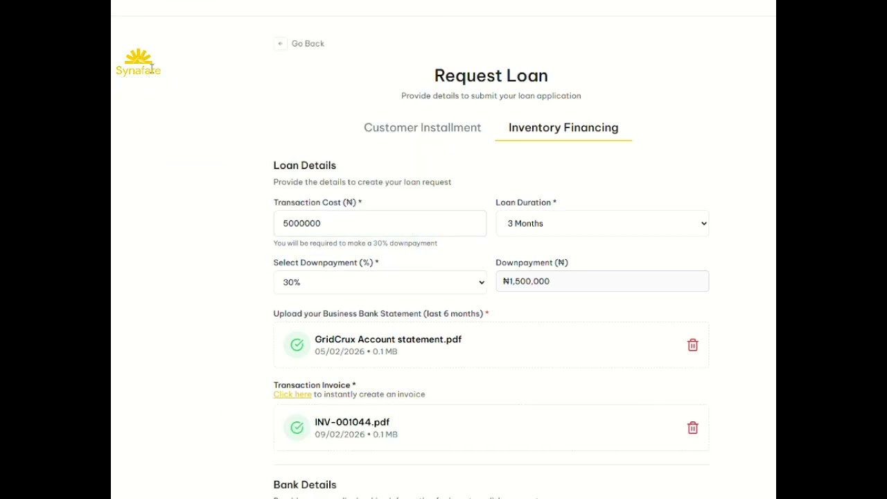 Here is how to request inventory financing on our Marketplace app.