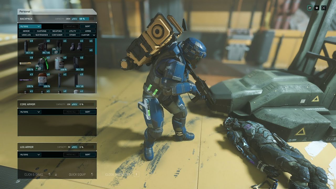 Eckhart Security Contractor Evaluation, defending location, trying on clothes looted - Star Citizen