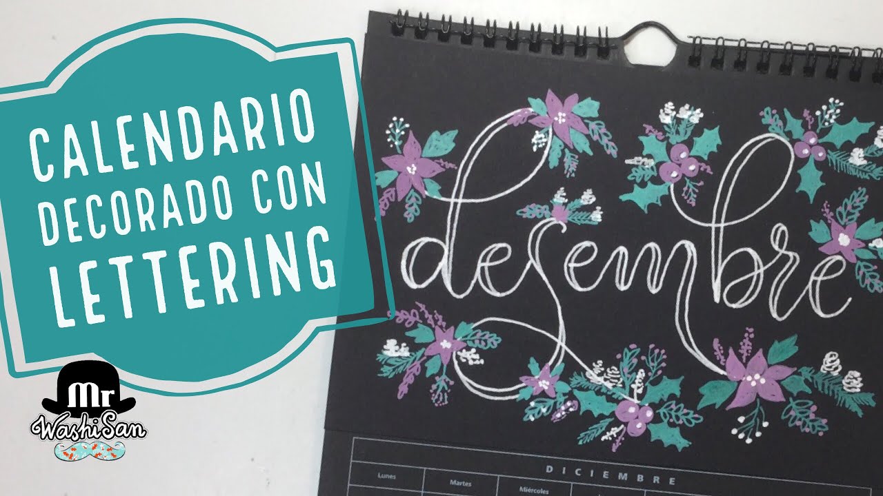 Calendario decorado con Lettering Desembre - Diciembre