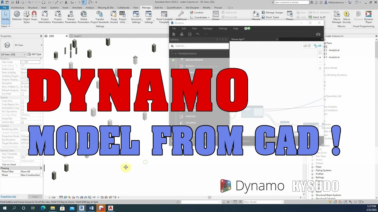 Model all Revit column from AutoCAD Link [ Dynamo Revit ]