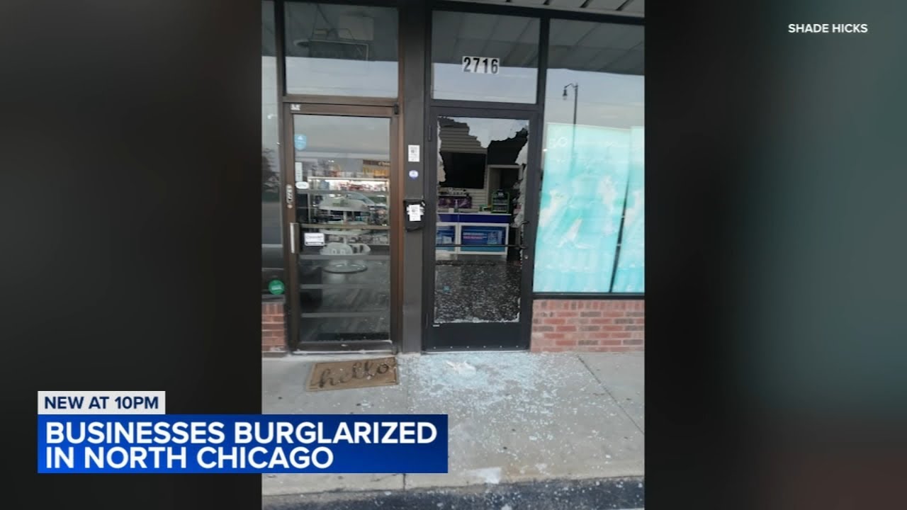 Surveillance video shows burglars break into multiple businesses in North Chicago