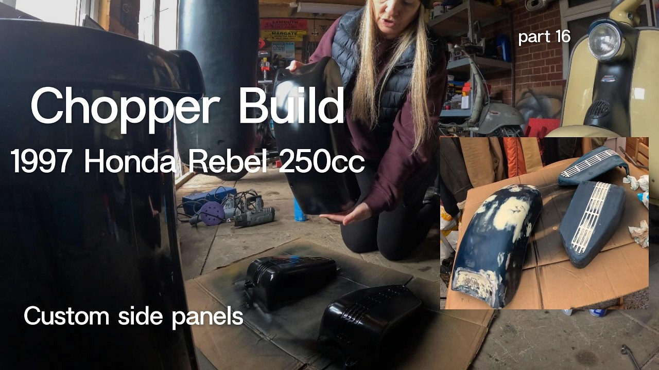 Pt 16 - Chopper Build 1997 Honda Rebel 250cc- Custom Side Panels! and a spraying disaster!