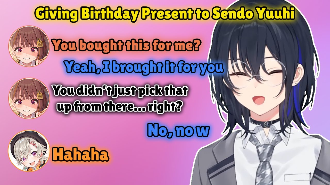 Uruha and Met giving birthday presents to Sendo Yuuhi ww [Mirage VSPO! Clip / Eng Sub]