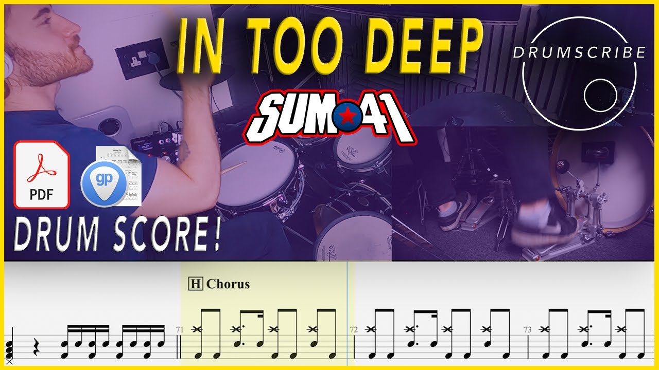 In Too Deep - Sum 41 | DRUM SCORE Sheet Music | #30 DRUMSCRIBE