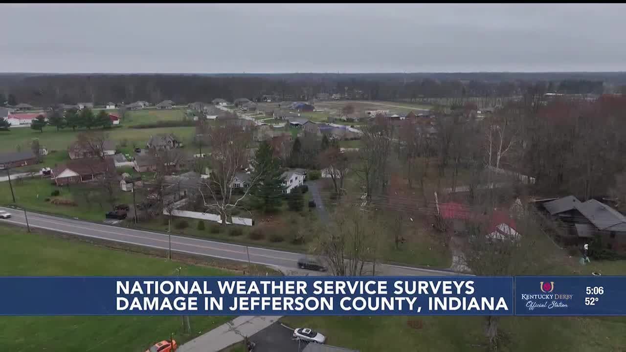 National Weather Service surveys damage in Jefferson County, Indiana