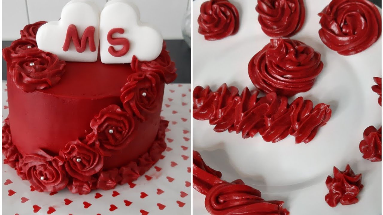 كريمة الزبدة الامريكية وسر تلوينها باللون الاحمررر #cake_tutorials
