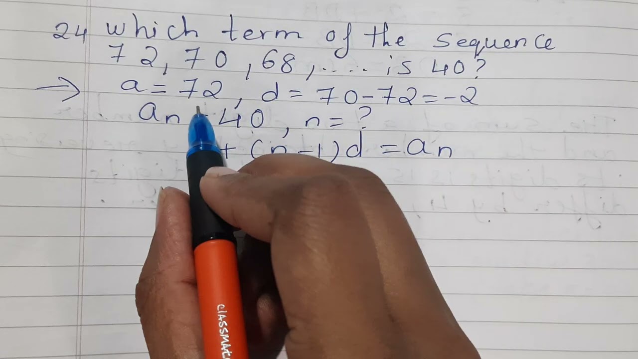 Which term of the sequence 72, 70, 68, ... is 40? | class 10th maths 