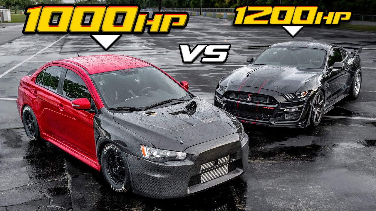 1000+HP EVO X VS 1200HP Shelby GT500 (58PSI 4B11 VS 5.2L Turbo V8)