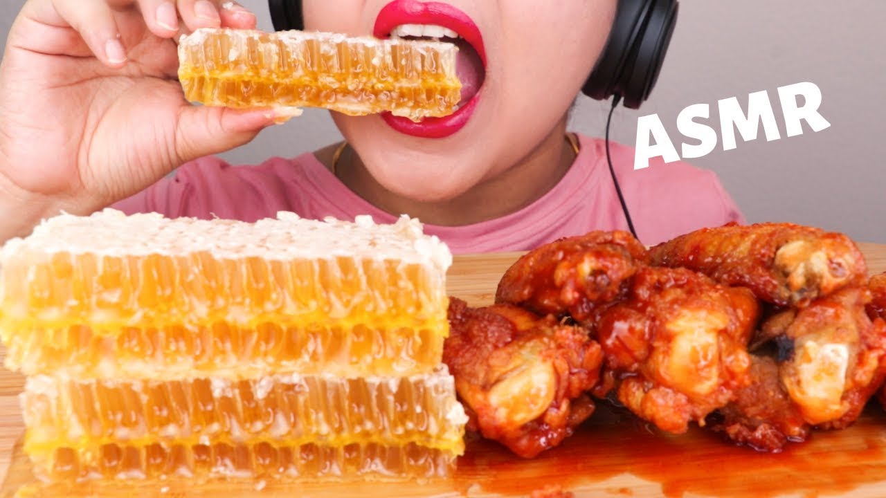 ASMR HONEYCOMB & BUFFALO CHICKEN MUKBANG No Talking (EATING SOUNDS)