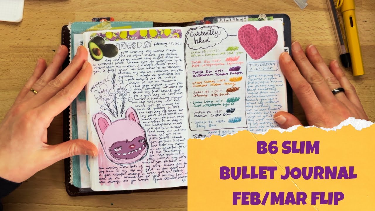 Bullet Journal Flip - February and March 2025 + notebook chat