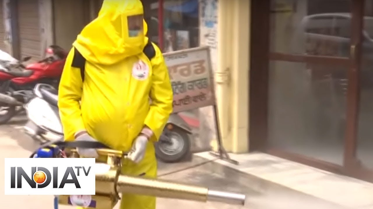 COVID-19: Anti-virus sprays being sprayed in slum area in Amritsar
