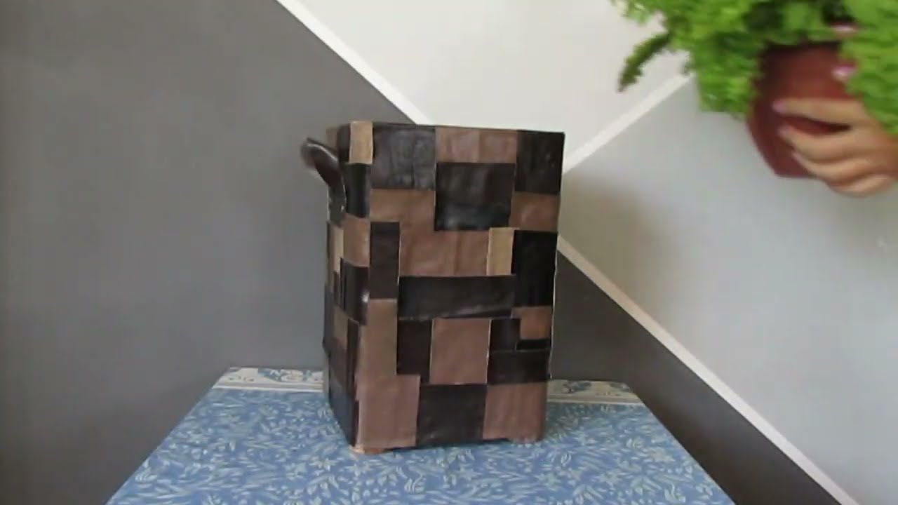 COMO FAZER Cachepot Reciclado com Lata de tinta e Retalhos de couro