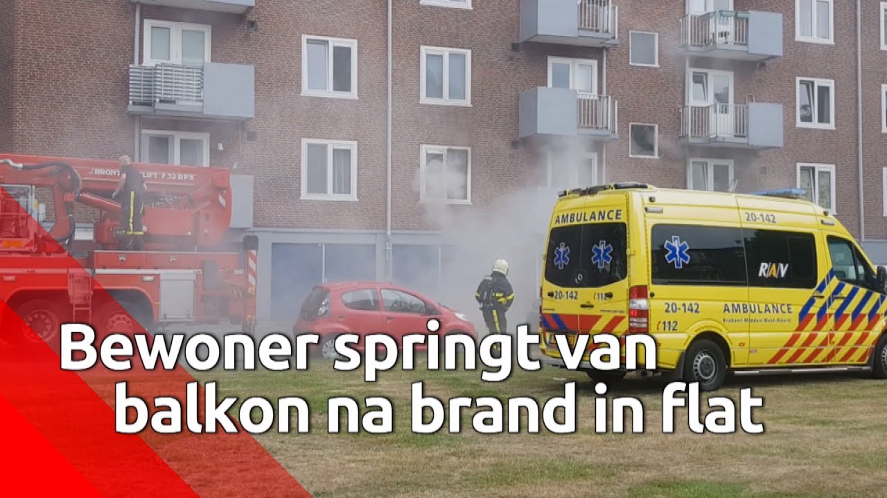 Bewoner springt van balkon na brand in flat Tilburg
