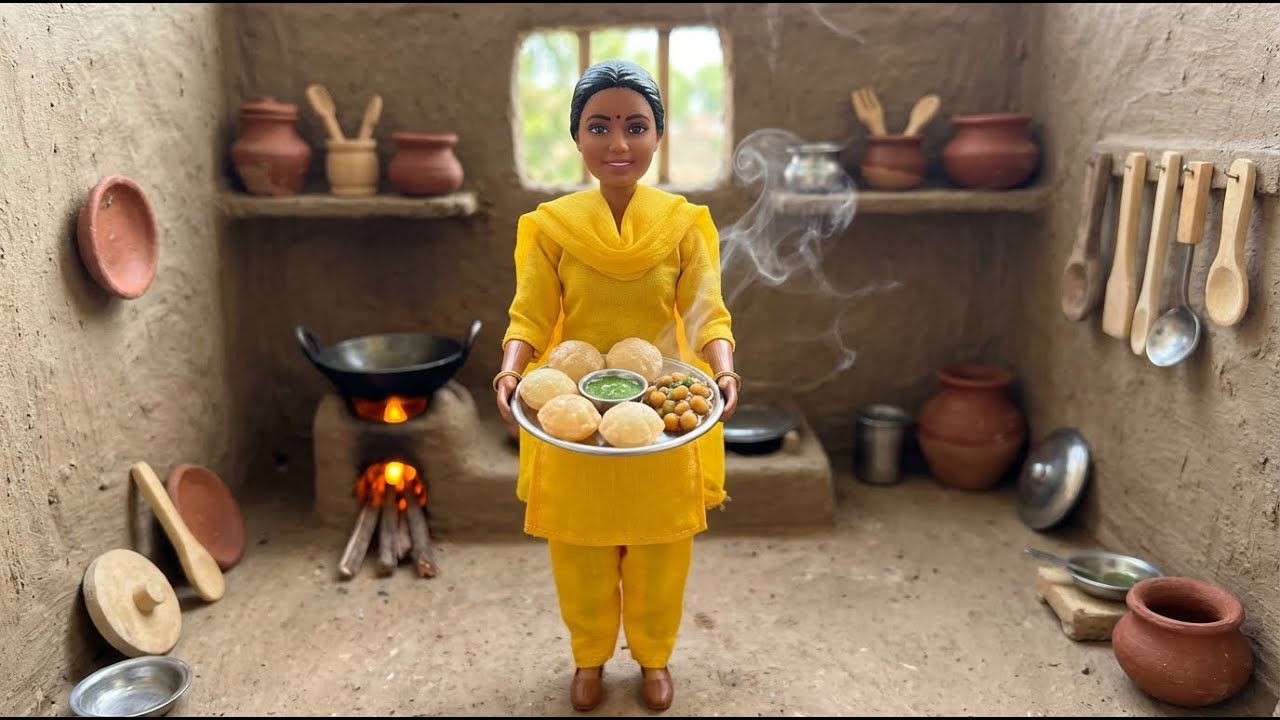 Miniature Doll Puri Chutney & Chana Cooking ASMR 🫓🥣