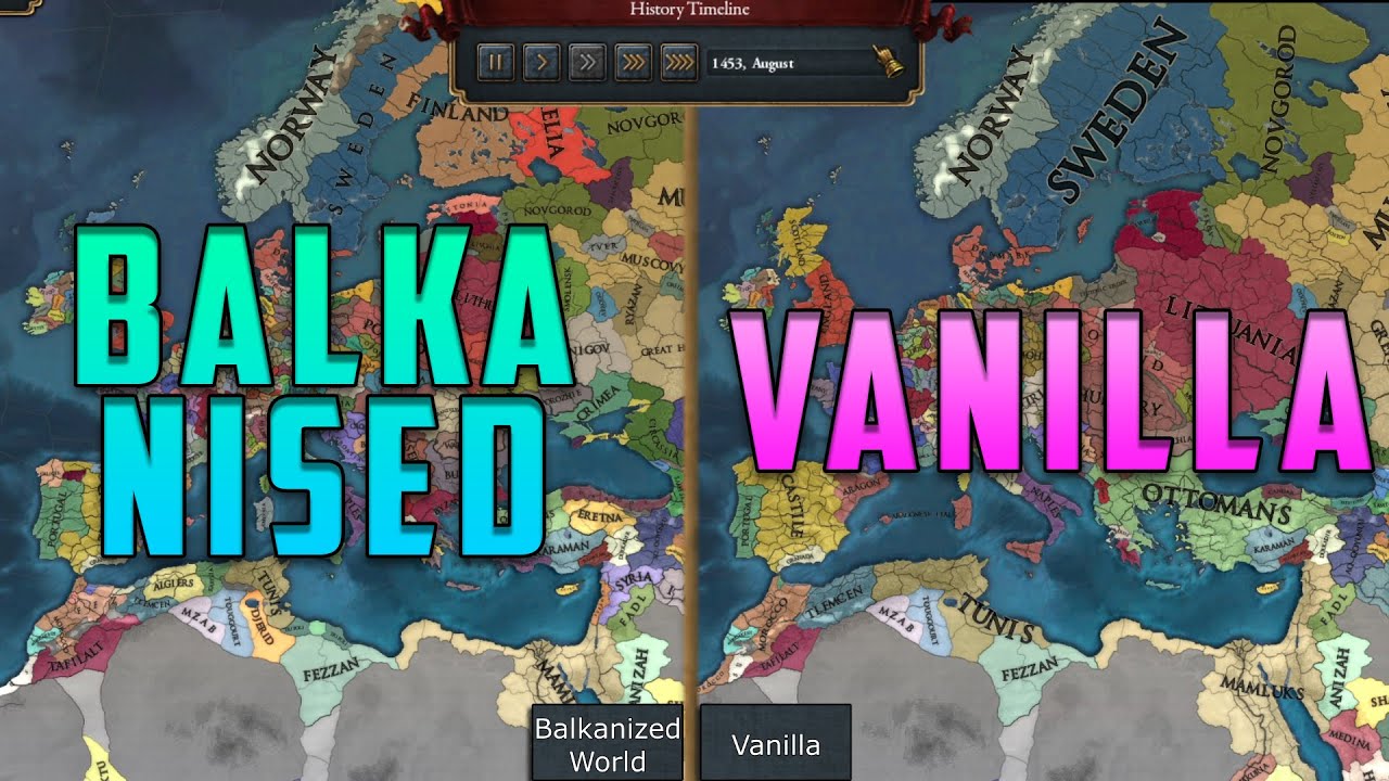 [EU4] Balkanized World vs Vanilla World - Double Timelapse