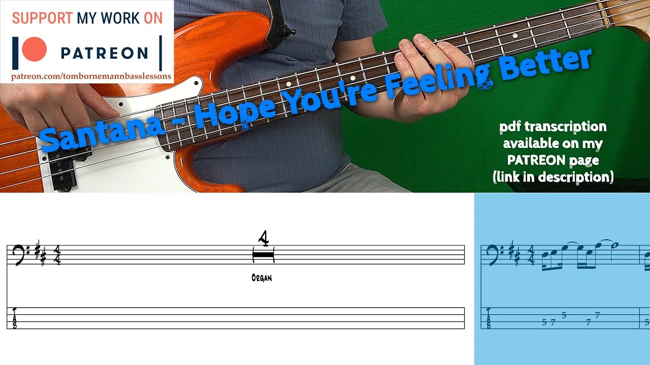Santana - Hope You're Feeling Better (кавер на бас-гитаре с табулатурой)