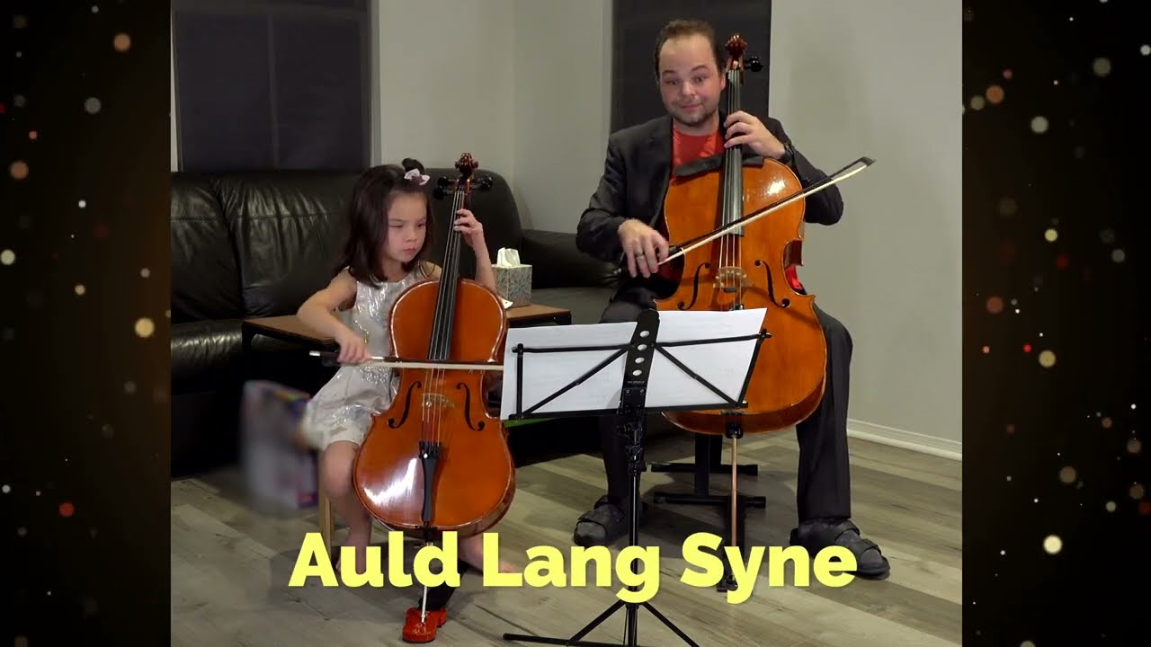 Auld Lang Syne | Father-Daughter Cello Duet | Mia Mezo (6) and Laszlo Mezo