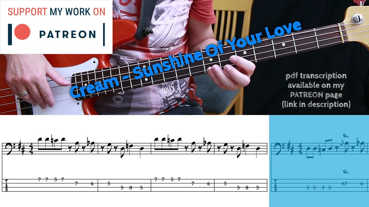 Cream - Sunshine Of Your Love (Bass cover with tabs)