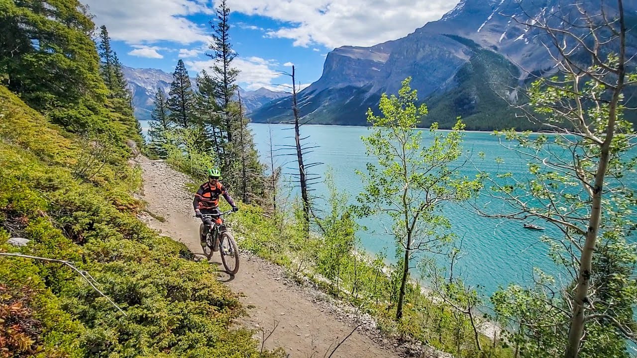 Lake Minnewanka 30Km Out and back MTB Ride. Banff, Alberta, Canada