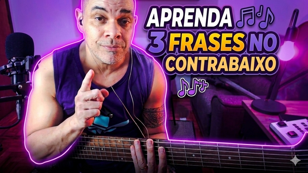 3 Frases no CONTRABAIXO - Aula de Contrabaixo ( Passo a Passo )