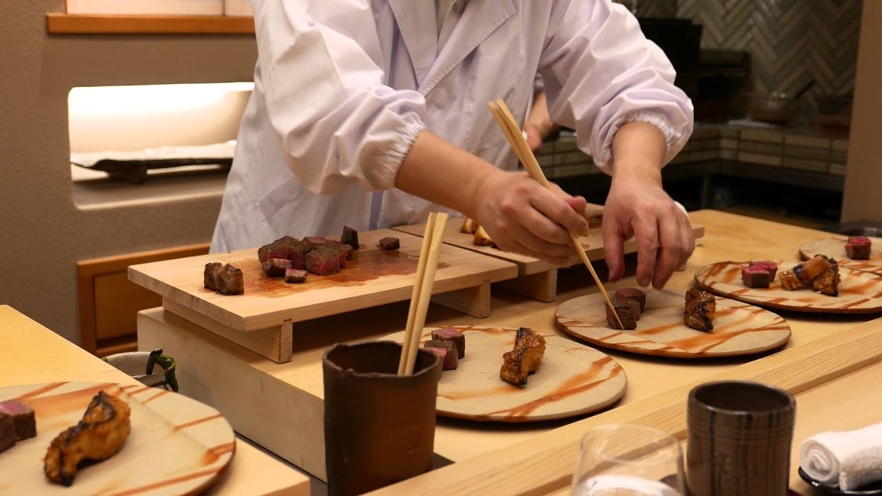 Kaiseki plating at the Michelin star Ginza Kojyu in Tokyo