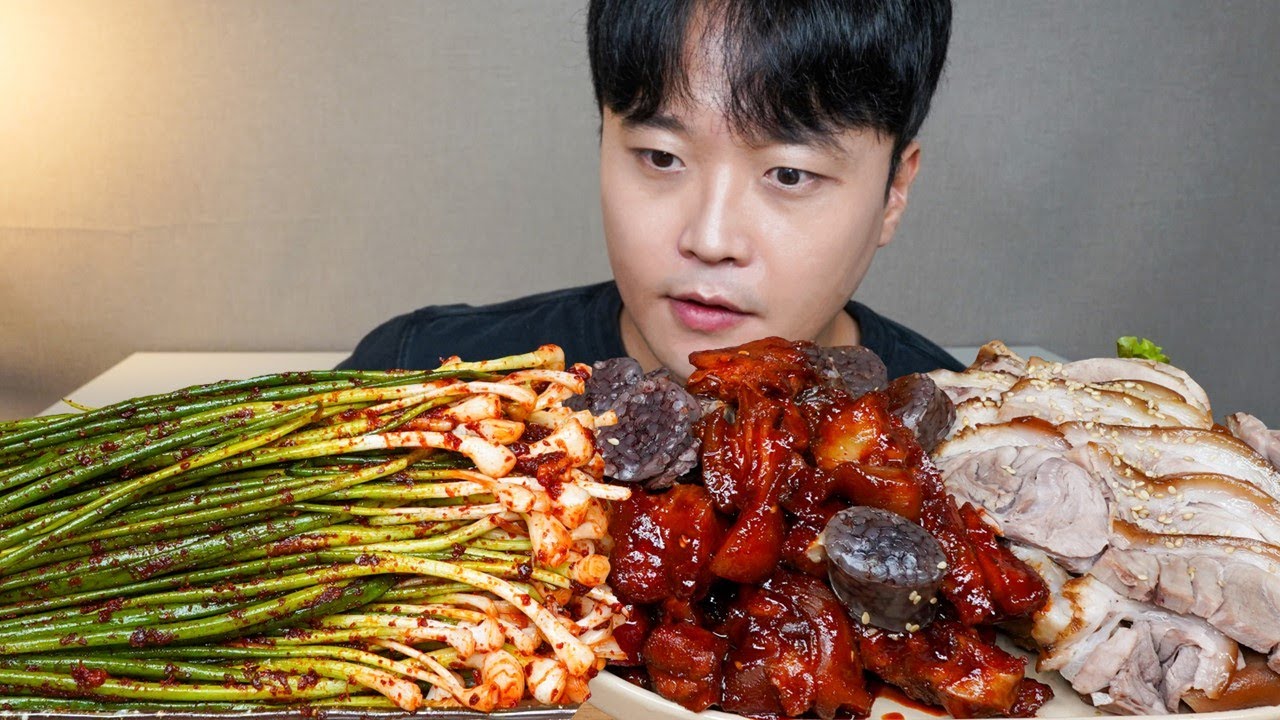 🔥🔥🔥불족발 갓담근 파김치 족발 요리 먹방 Green Onion Kimchi & Spicy Pork Feet ASMR MUKBANG REAL SOUND EATING SHOW