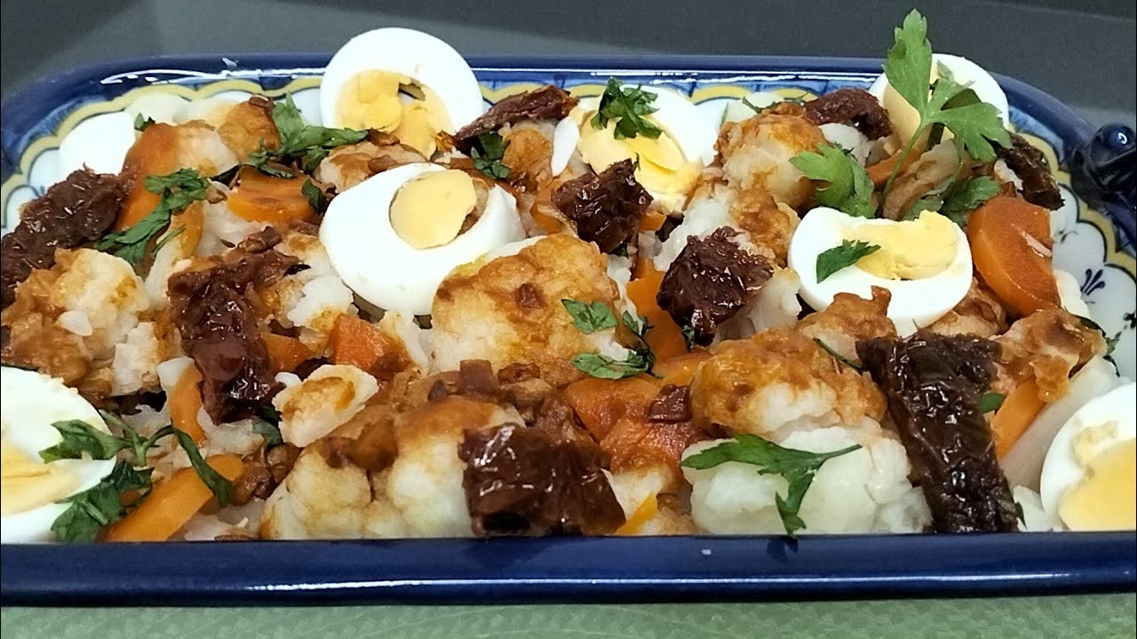 Ensalada templada de coliflor y zanahoria, coliflor aliñada