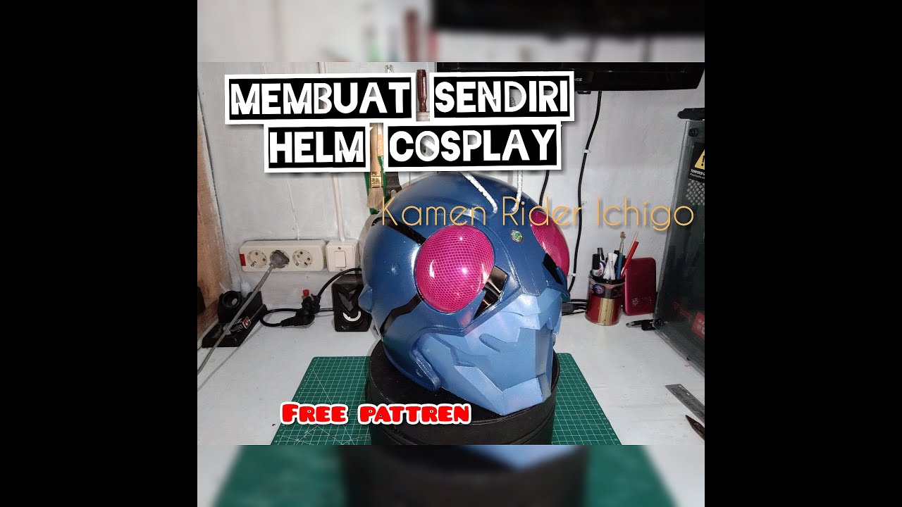 Cara Membuat helm Kamen Rider Ichigo The First, いちご初の仮面ライダーヘルメットの作り方