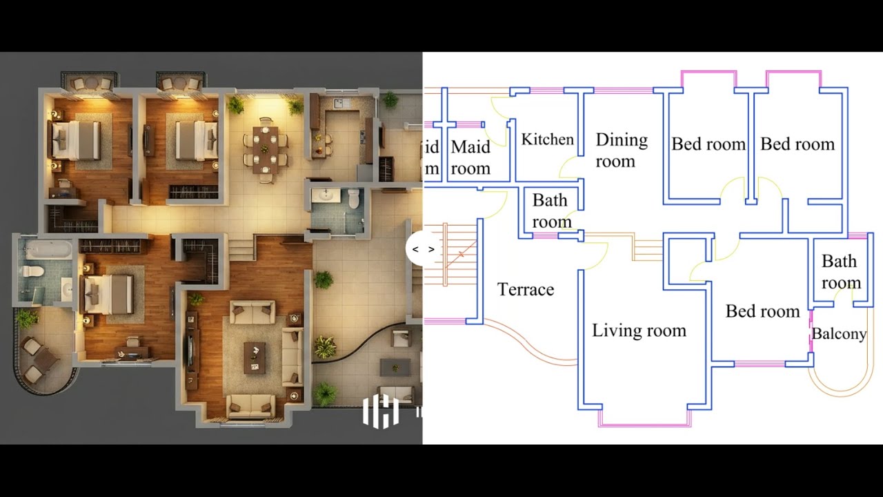 Ai floor plan render اظهار المساقط الافقية بالذكاء الاصطناعي