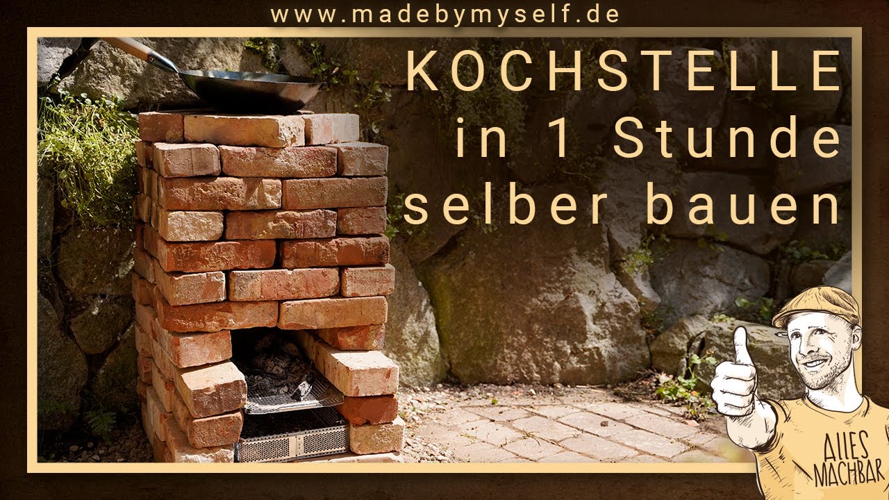 Kochstelle Raketenofen selber bauen in einer Stunde im Garten um drau&szlig;en kochen zu k&ouml;nnen
