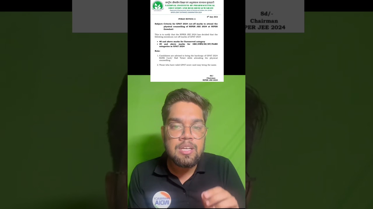 NIPER NOTIFICATION 2024 #niper2024 #niperjee #gpat2024