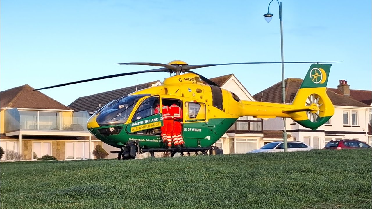 Hampshire & Isle of Wight air ambulance start up and take off from Lee on the Solent 28/02/26.