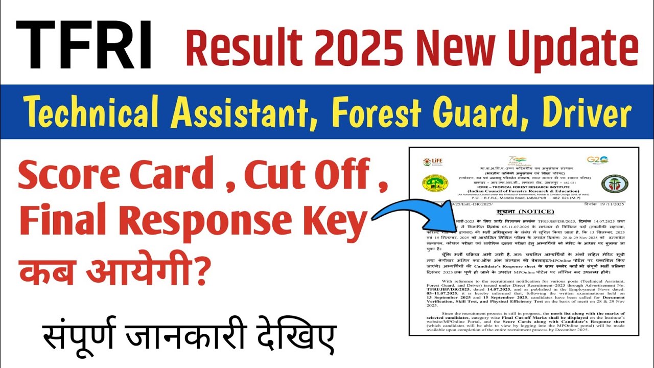TFRI Score Card 2025 New Update|TFRI Result 2025 Cut Off|TFRI Score Card Kaise Dekhe|TFRI Result 