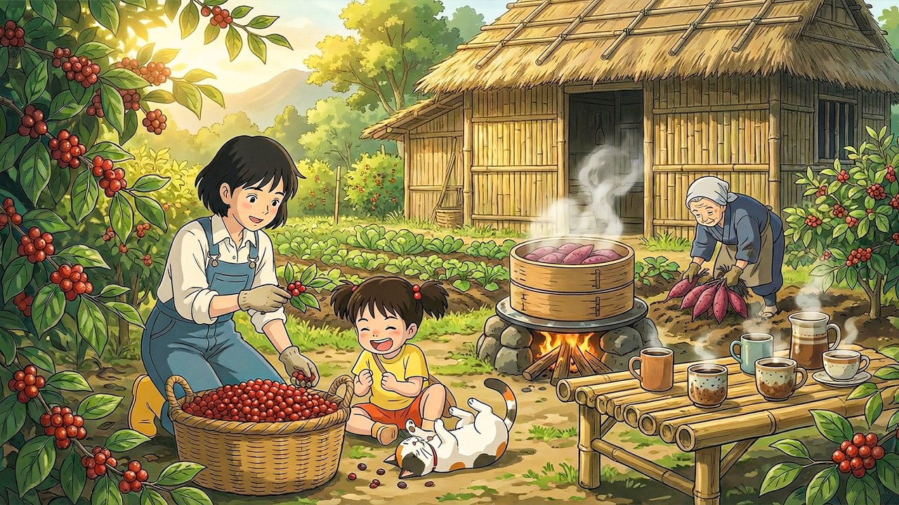 Living Inside a Volcano, Geothermal Cooking & Growing Coffee on Aogashima Island | Ghibli-Style ASMR