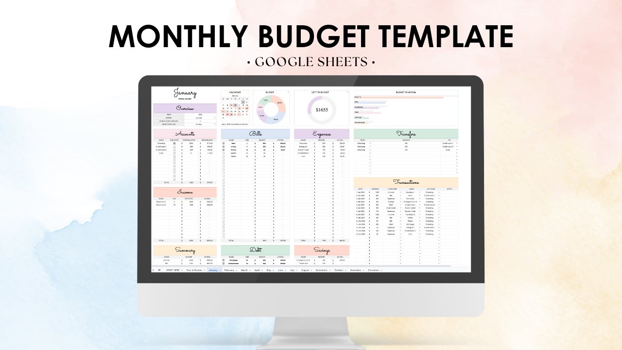 Monthly Budget Spreadsheet for Google Sheets