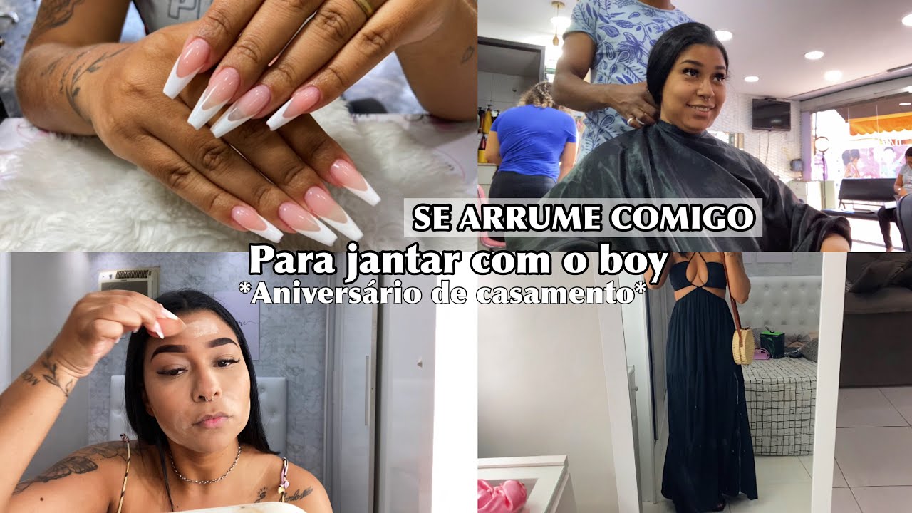SE ARRUME COMIGO PARA JANTAR COM O BOY| Cortei o cabelo| Manutenção da acrigel + Make e look