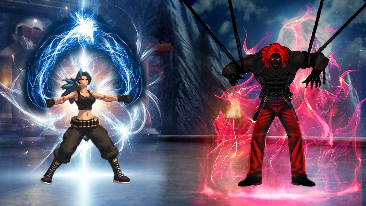 [Mugen KOF] Leona Pre Vs Hard Super Bosses Rugal Bernstein Team