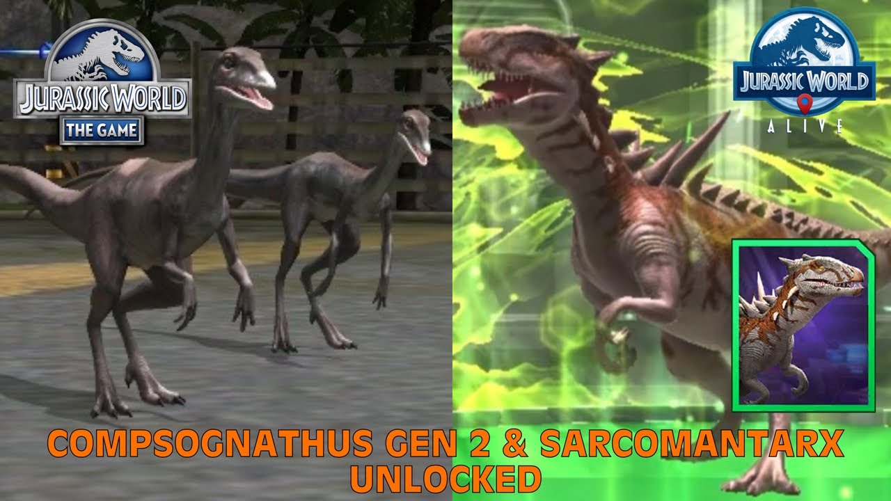 Compsognathus Gen 2 & Sarcomantarx Unlocked - Jurassic World: The Game & Jurassic World Alive