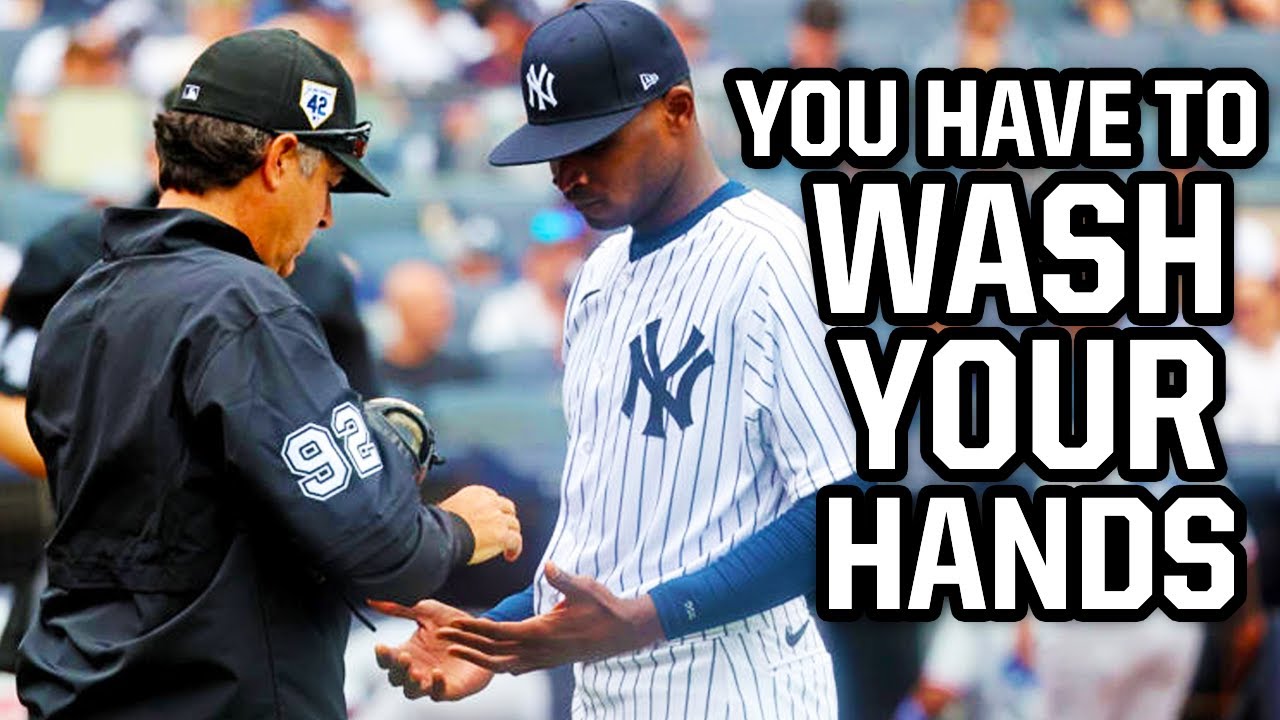 Umpire tells pitcher he has to wash his hands, a breakdown