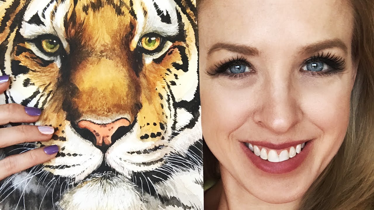 How to Paint a Realistic Tiger With Watercolor - Painting in Layers