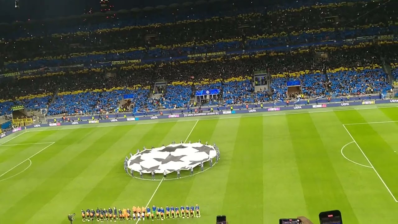 Inter - Barcellona 4-3 Ingresso in campo, inno Champions League, annuncio formazione Inter