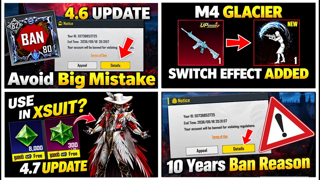 🚨URGENT NOTICE | 10 Years ID Ban 4.6 Update Update | M4 Glacier Switch Effect | New X-suit Kab Ayega