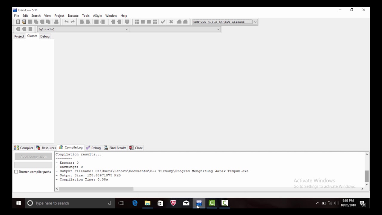 Tutorial Menghitung Jarak Tempuh Menggunakan Program Dev C++